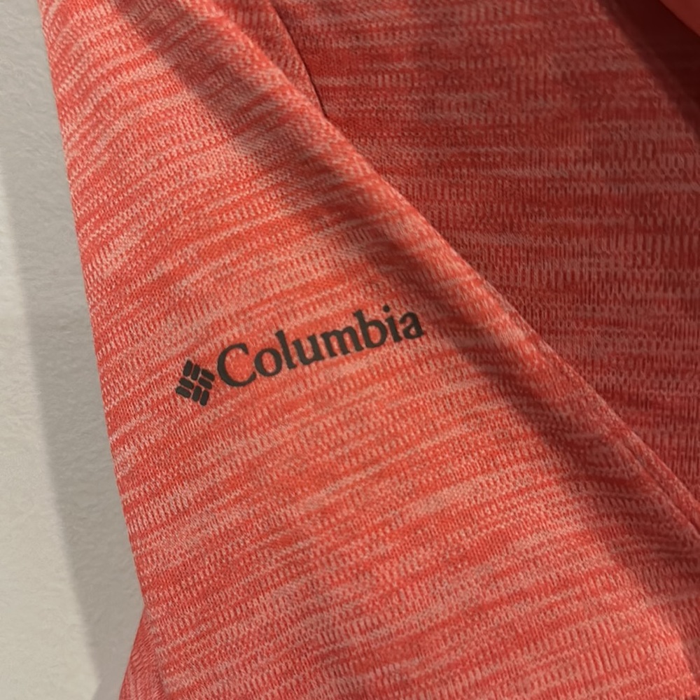 Columbia athletic pull over with hood. Color-coral. Size small. - Picture 5 of 6